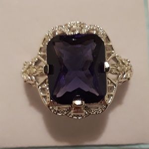 925 Silver amethyst gemstone ring size 9 and 1/4
